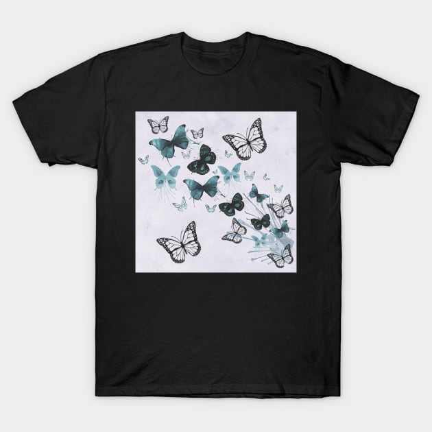 Butterfly Art Design, Teal & Black, face masks, Phone Cases, Apparel & Gifts Inspirational T-Shirt by tamdevo1